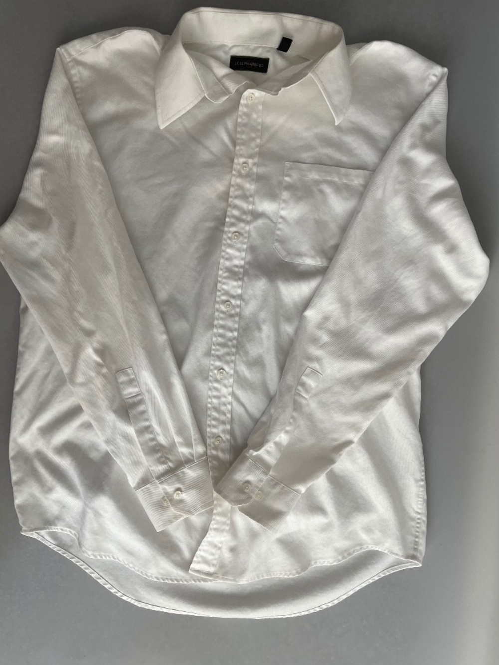 Joseph Abboud Mens L White Dress Shirt 100% Cotton Button Front Long Sleeve